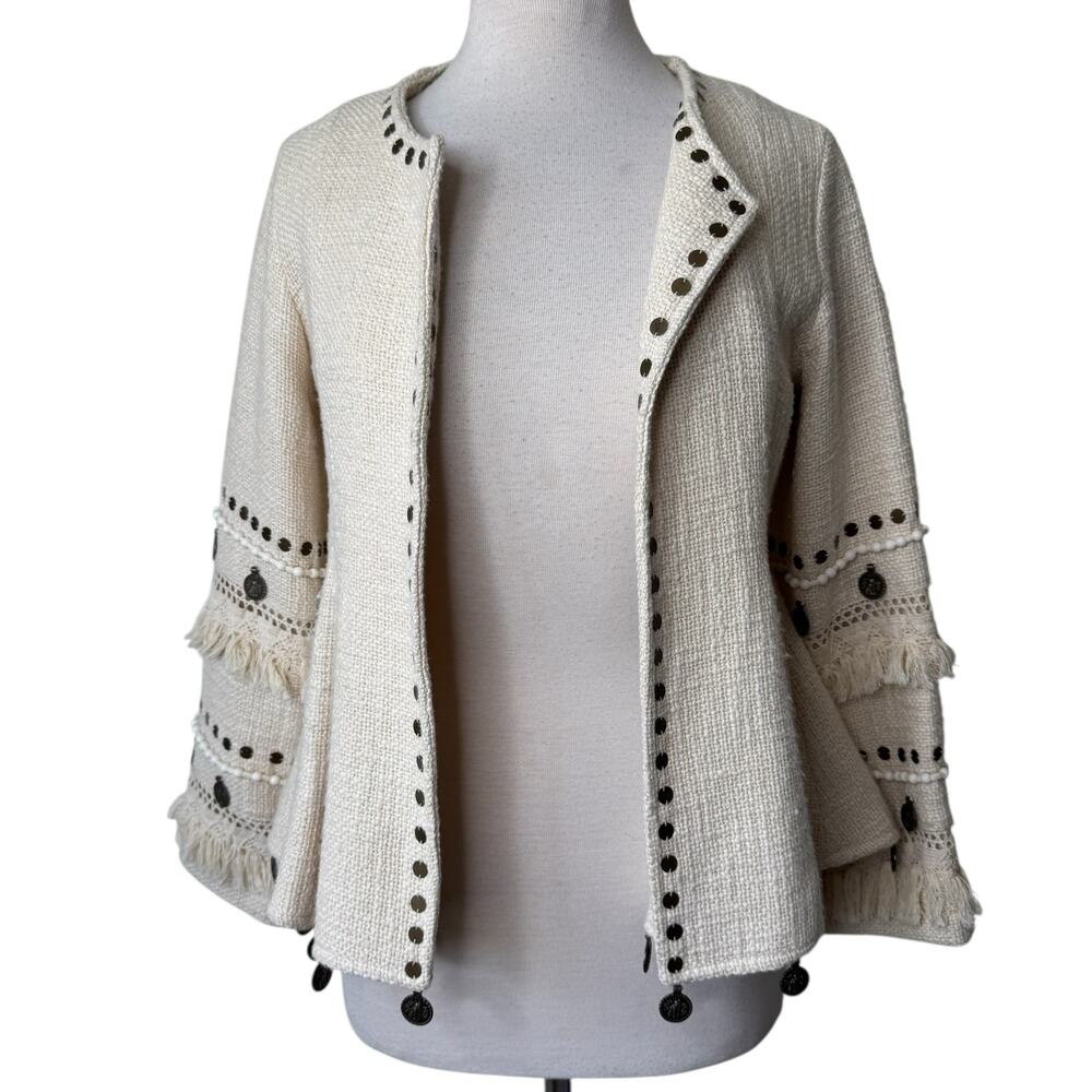 Spell & the Gypsy Collective Alphie Open Front Peplum Blazer Small - Picture 3 of 13